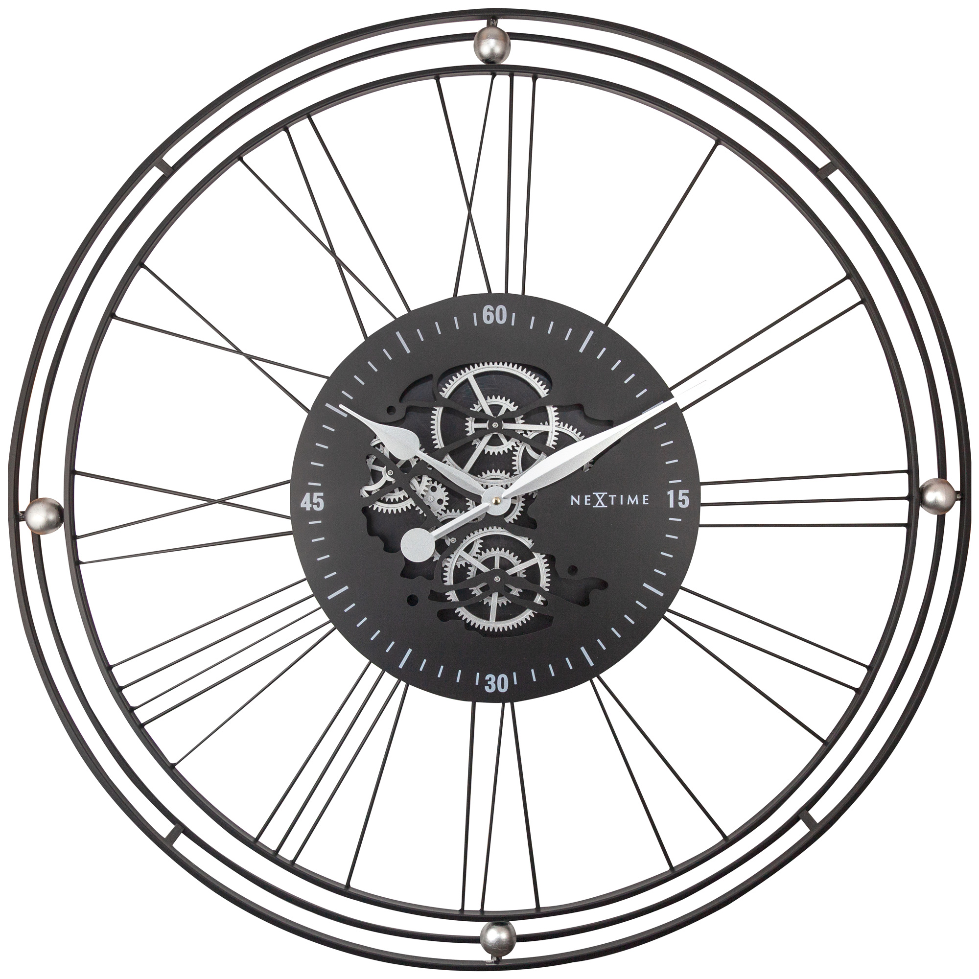 Nextime Wanduhr 3260ZI Wire Gear Clock XXL