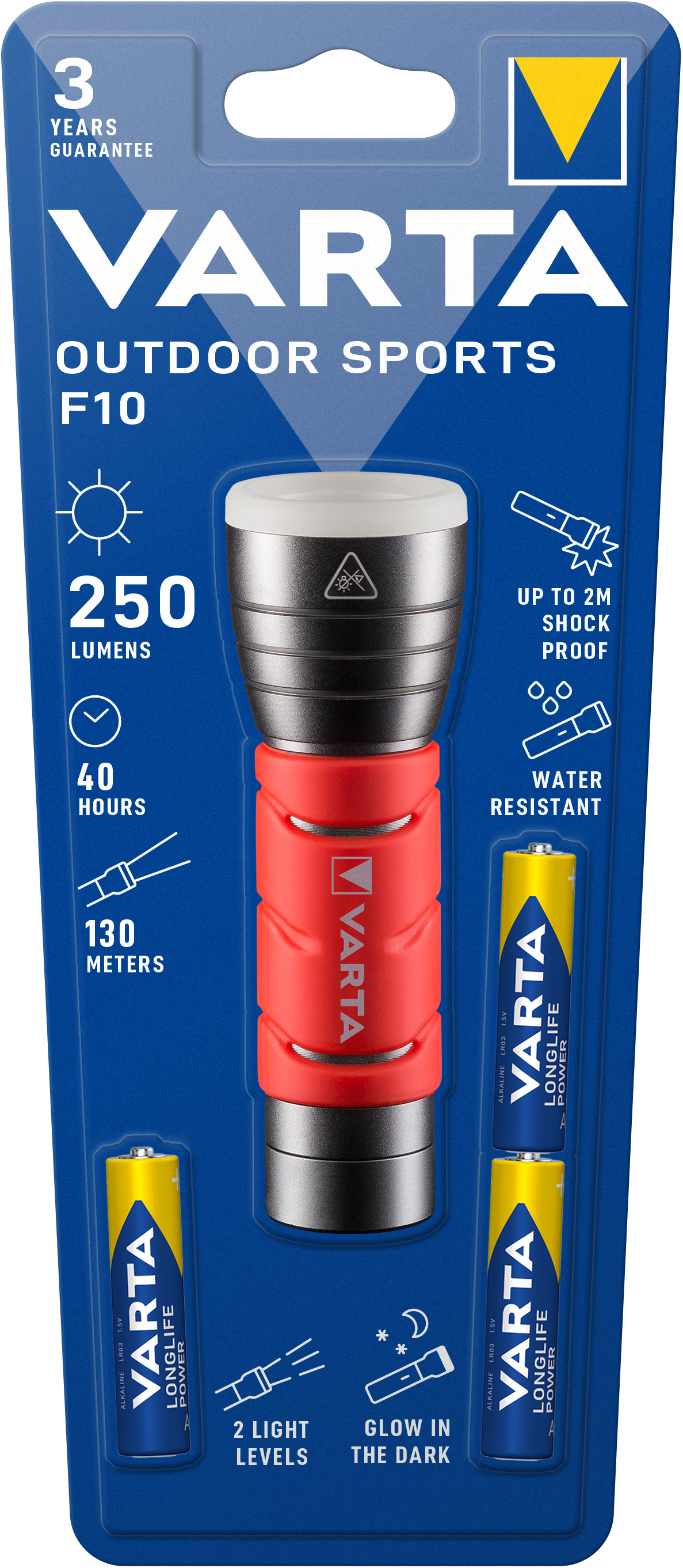 T 17627 Varta LED Outdoor Sports Flashlight 3AAA