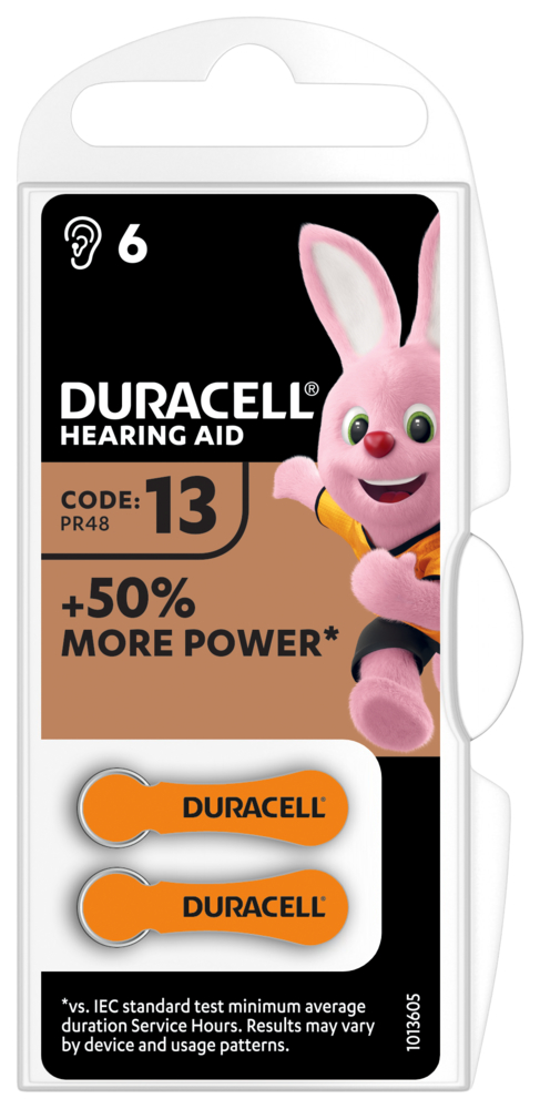 DA13 Duracell Easy Tab Hörgerätebatterie, 6er Blister