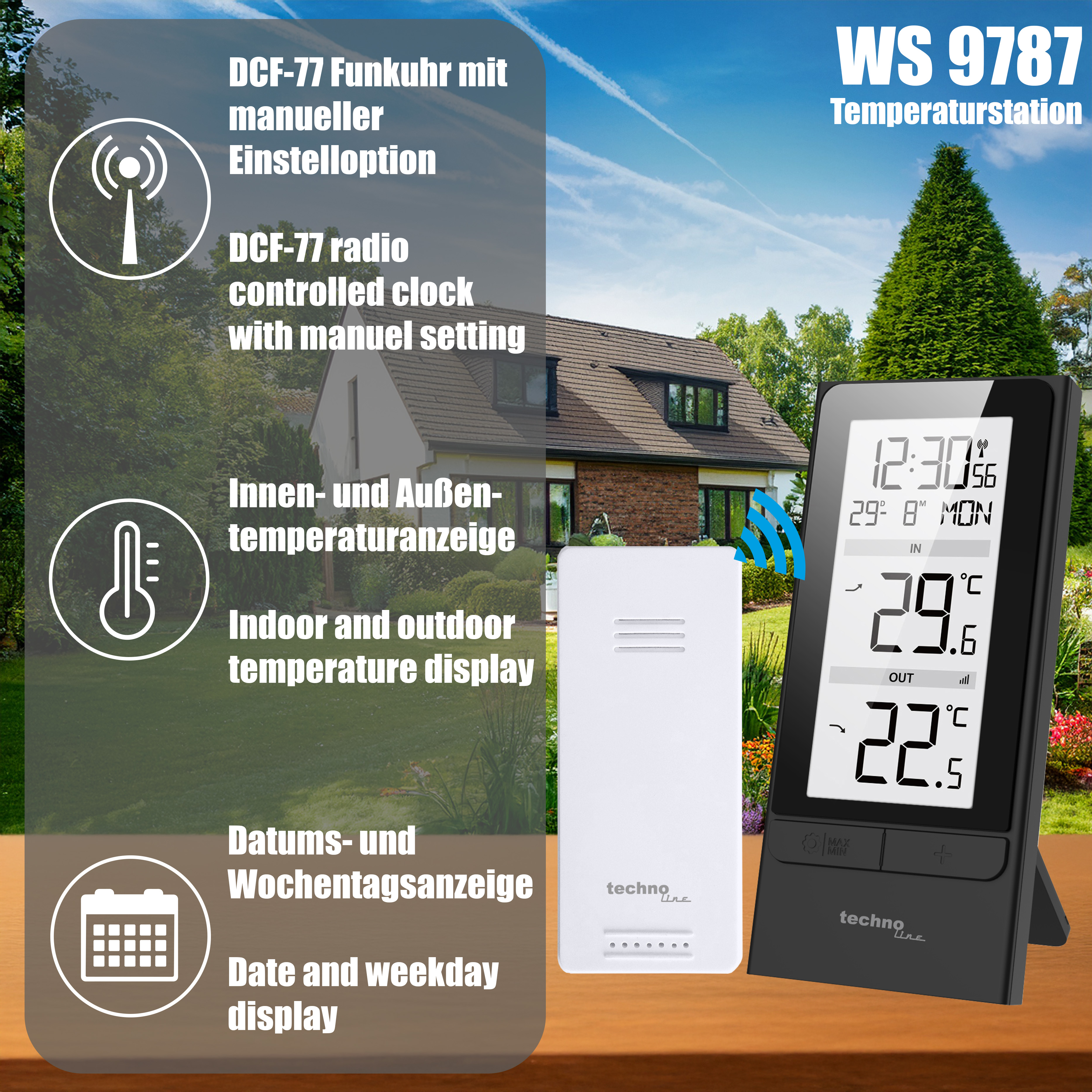 WS 9787 technoline Temperaturstation, schwarz