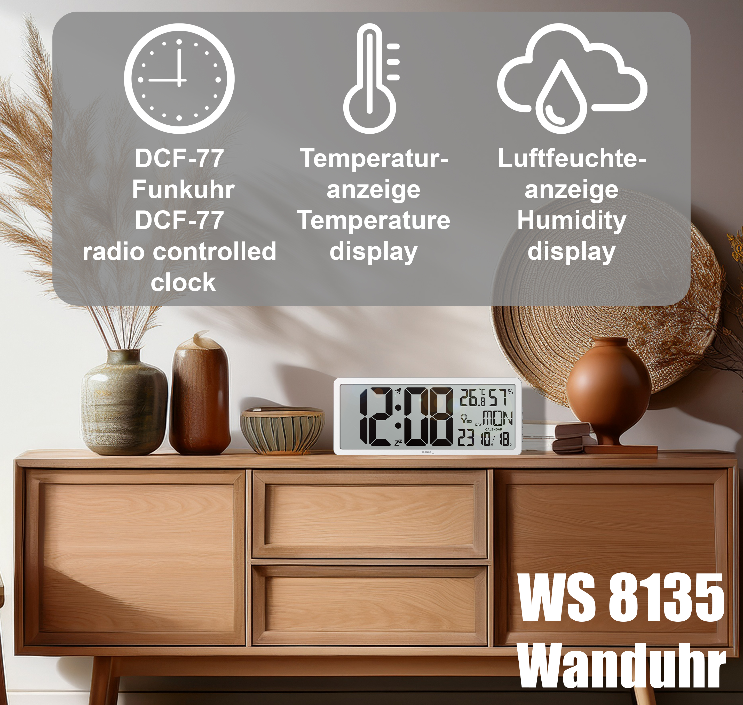 WS 8135 technoline Funk-Wanduhr