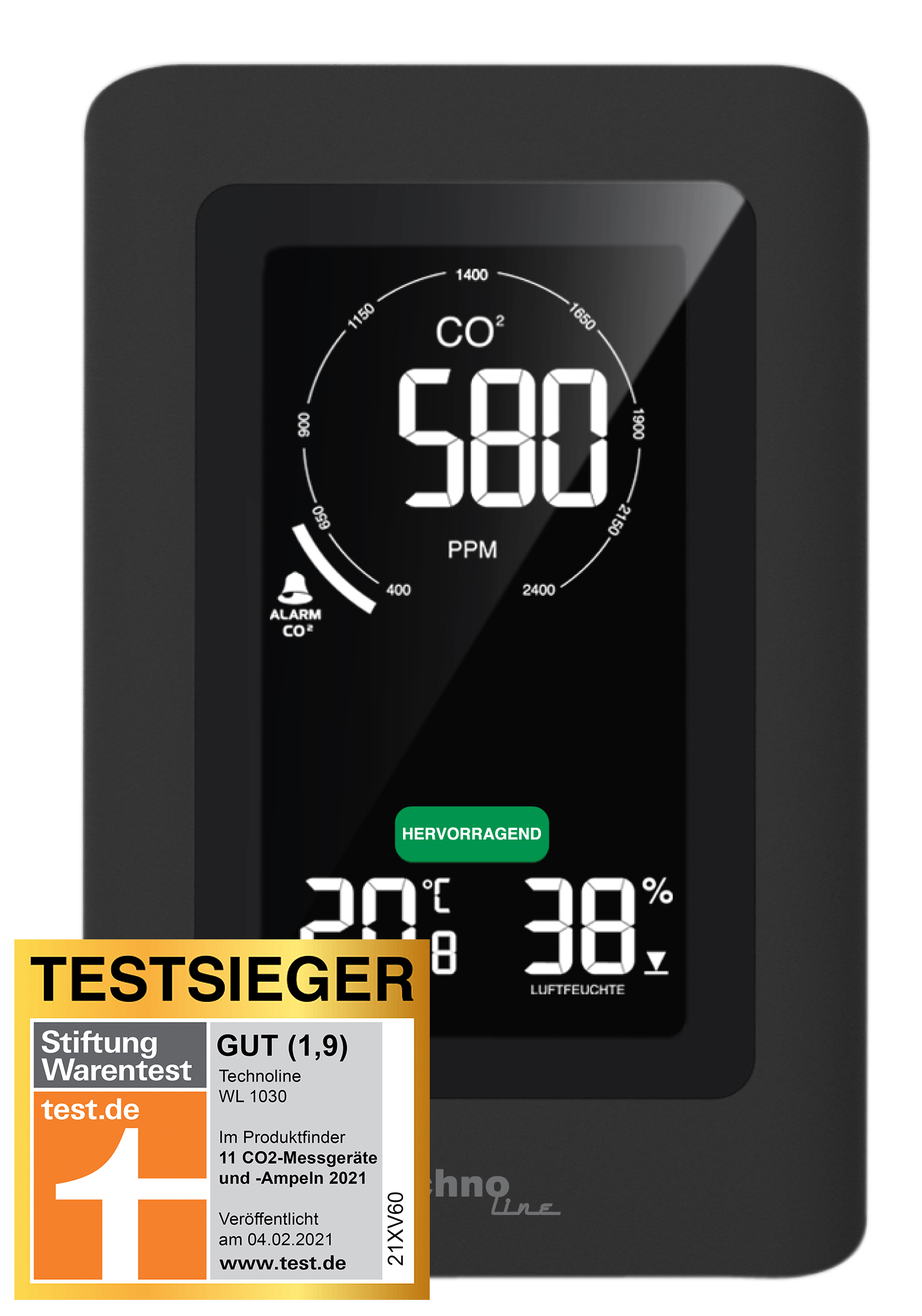 WL1030_Test_F WL1030 technoline Luftgüte-Monitor mit CO2 Sensor