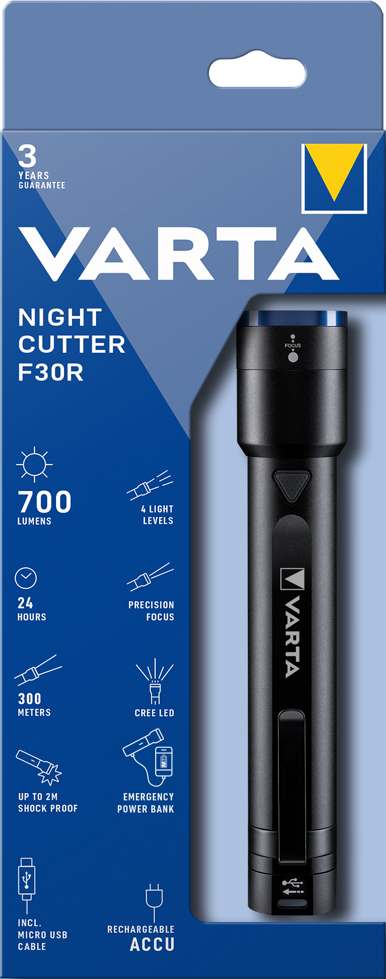 T18901 Varta LED-Taschenlampe Night Cutter F30R