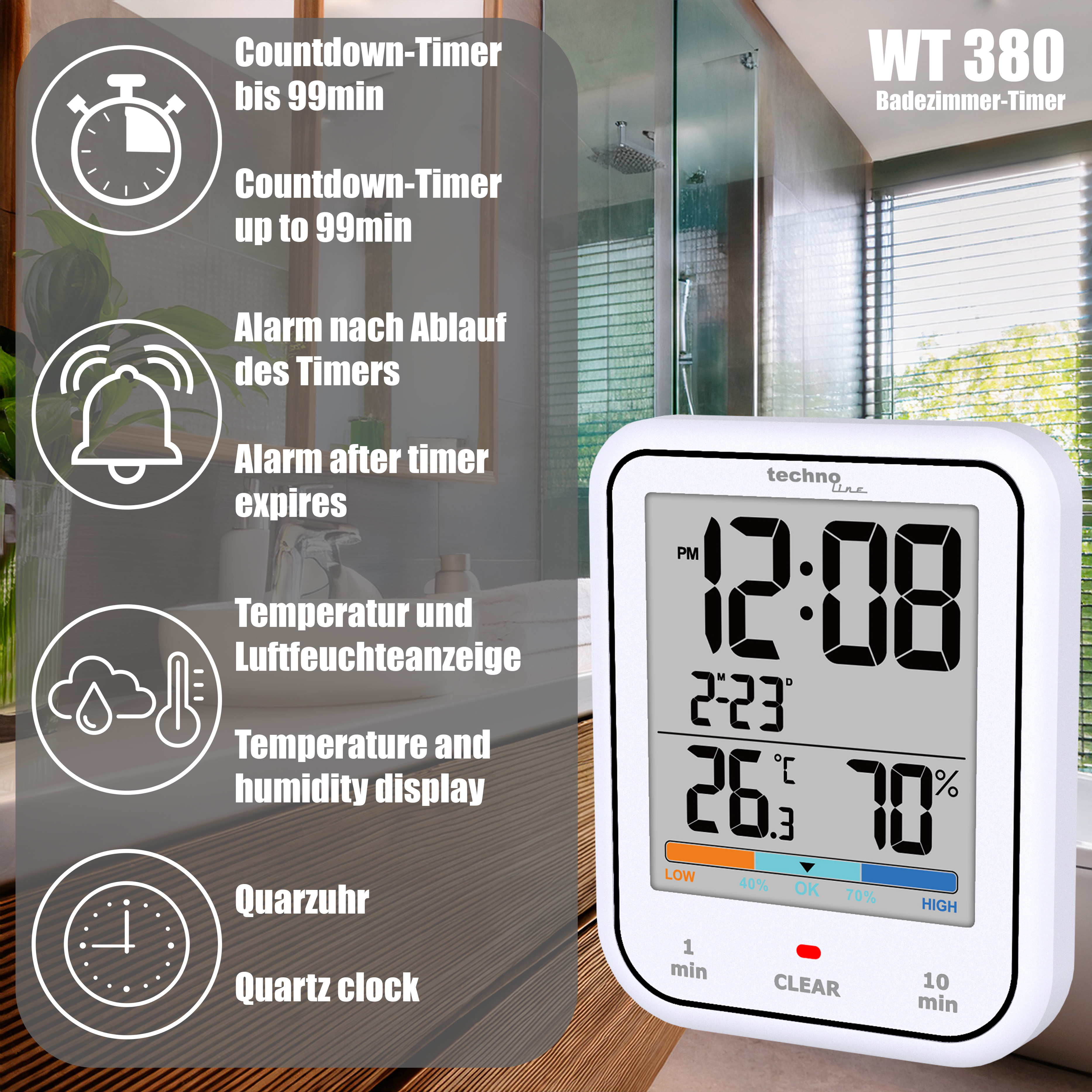 WT 380 technoline Badezimmer-Timer