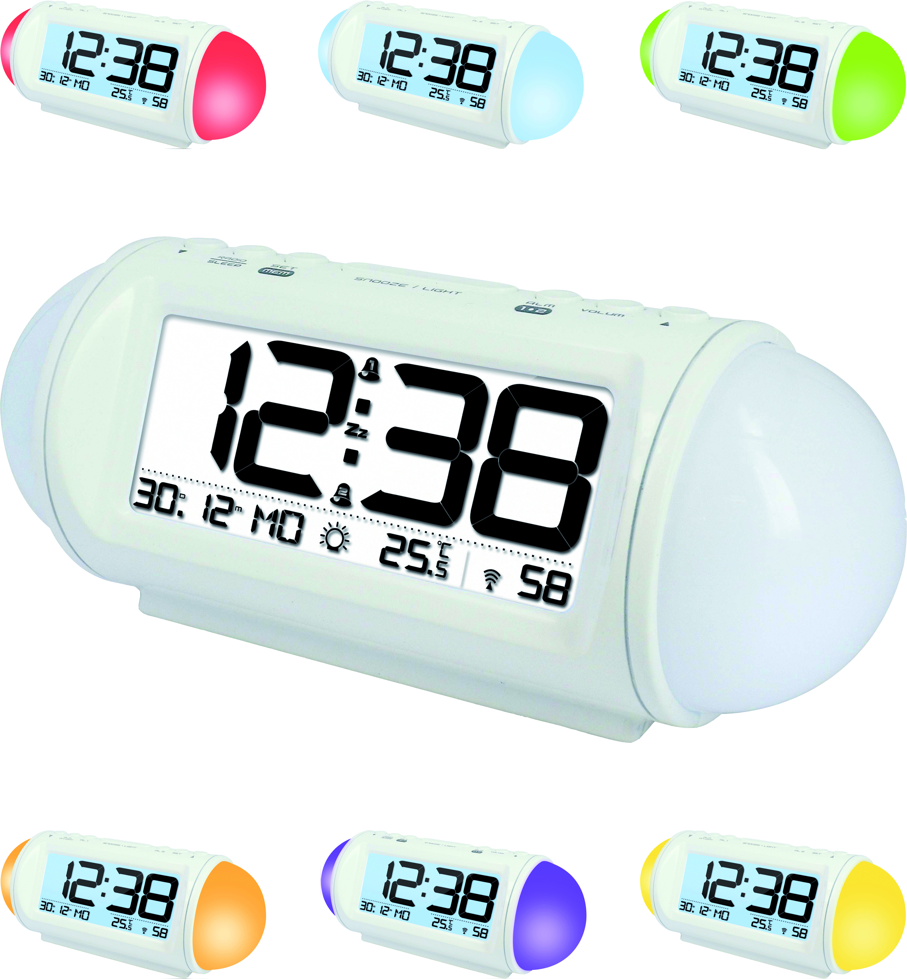 WT499_all colors WT 499 technoline Funkwecker mit Stimmungslicht