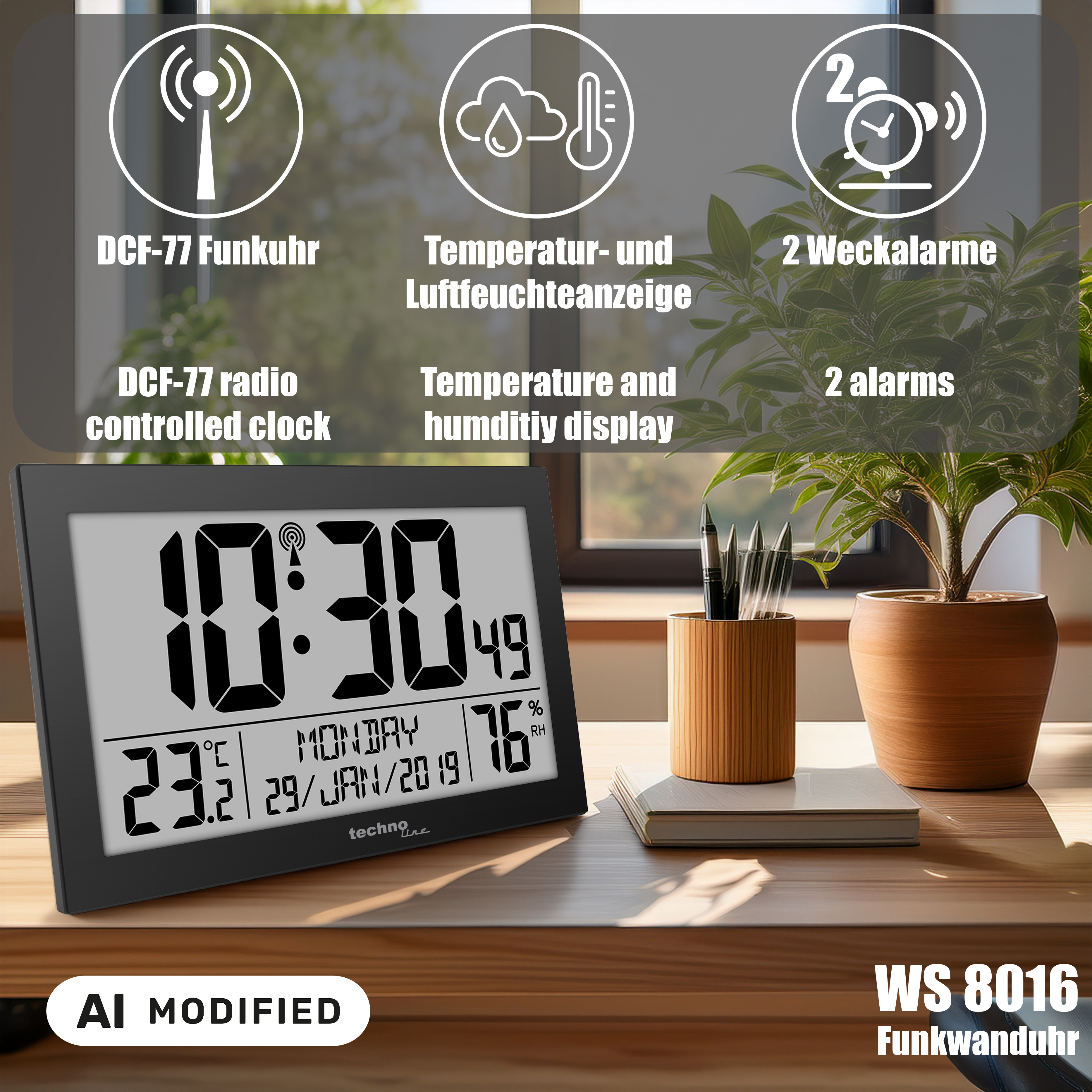 WS8016 technoline Funk-Wanduhr