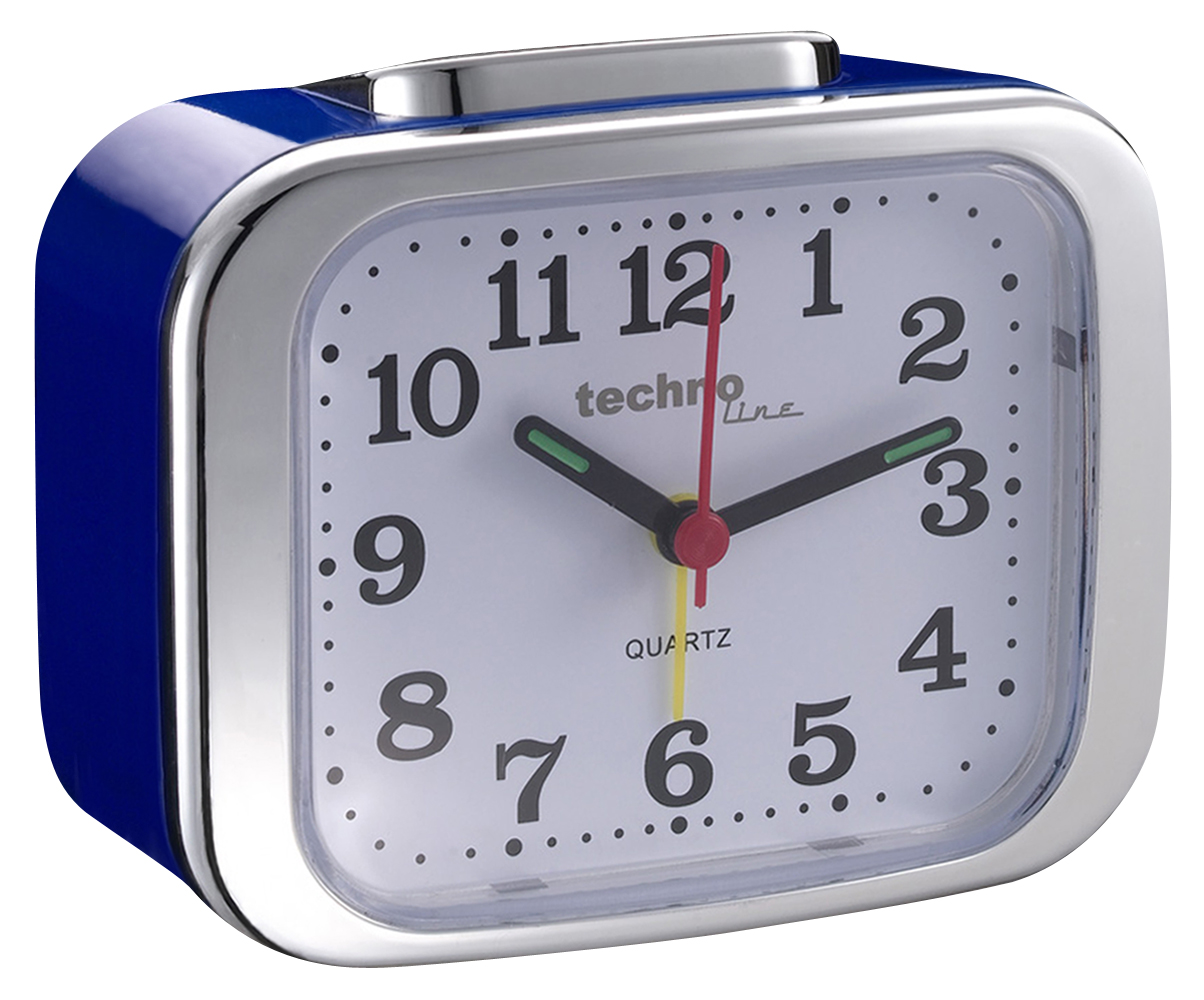 techonline Quarzwecker Modell XL, blau-metallic