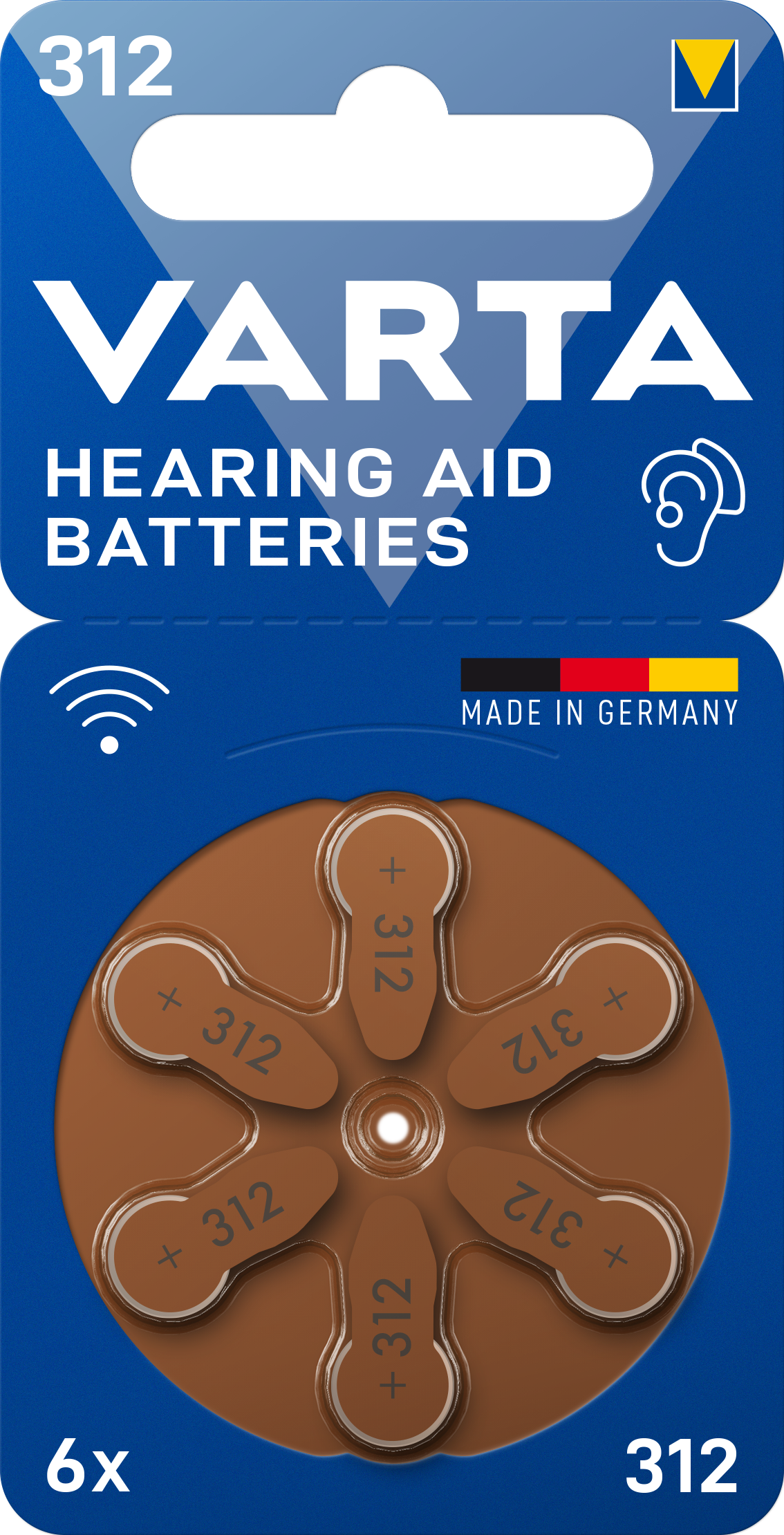 V312 Varta Hearing Aid Batteries 6er Blister