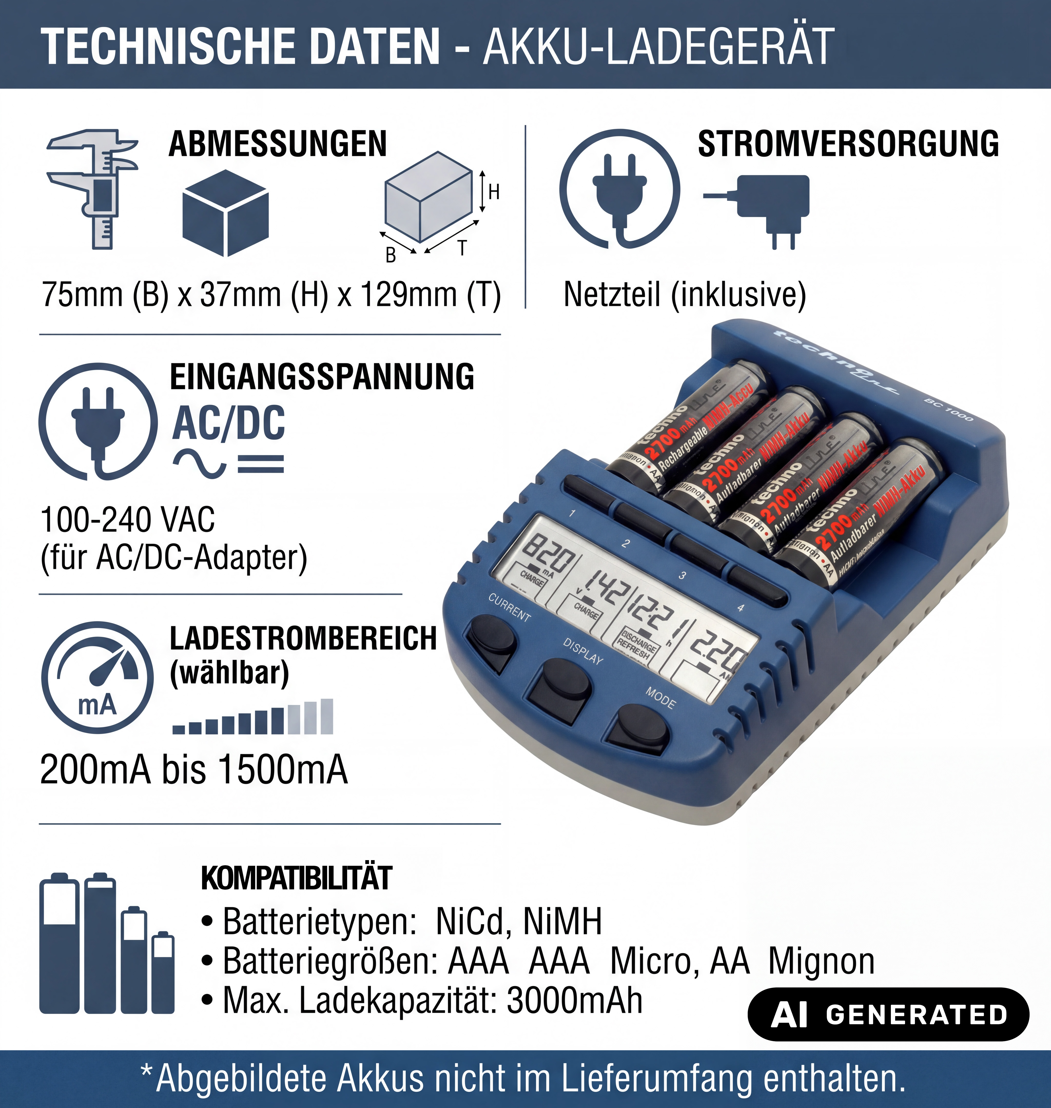 BC 1000N technoline Ladegerät